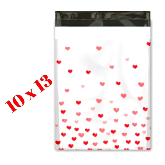 Poly Mailers 10x13 Fading hearts Valentine Is pink and white. - Picture 1 of 1